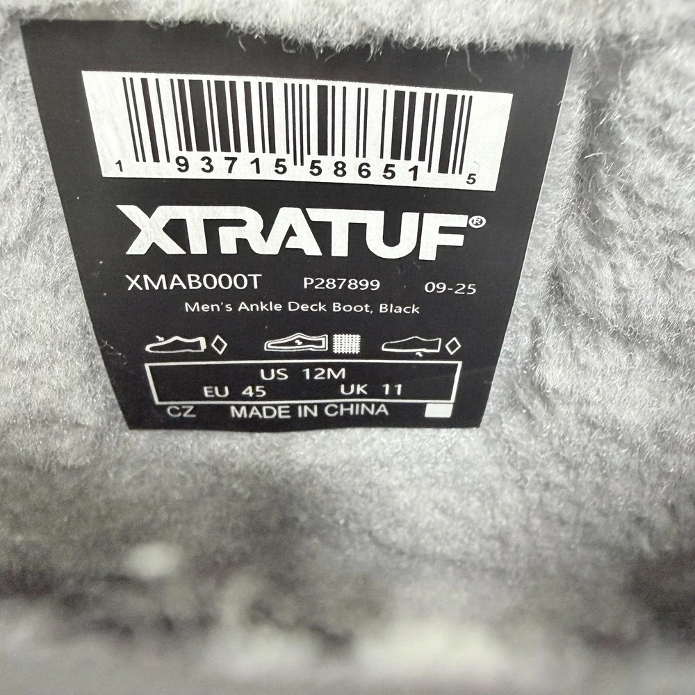 Xtratuf Ankle Deck Boots Mens Size 12 Black Fleece Lined Waterproof XMAB000T